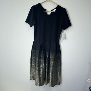 Lularoe Amelia black with gold sparkle dress. NWT.